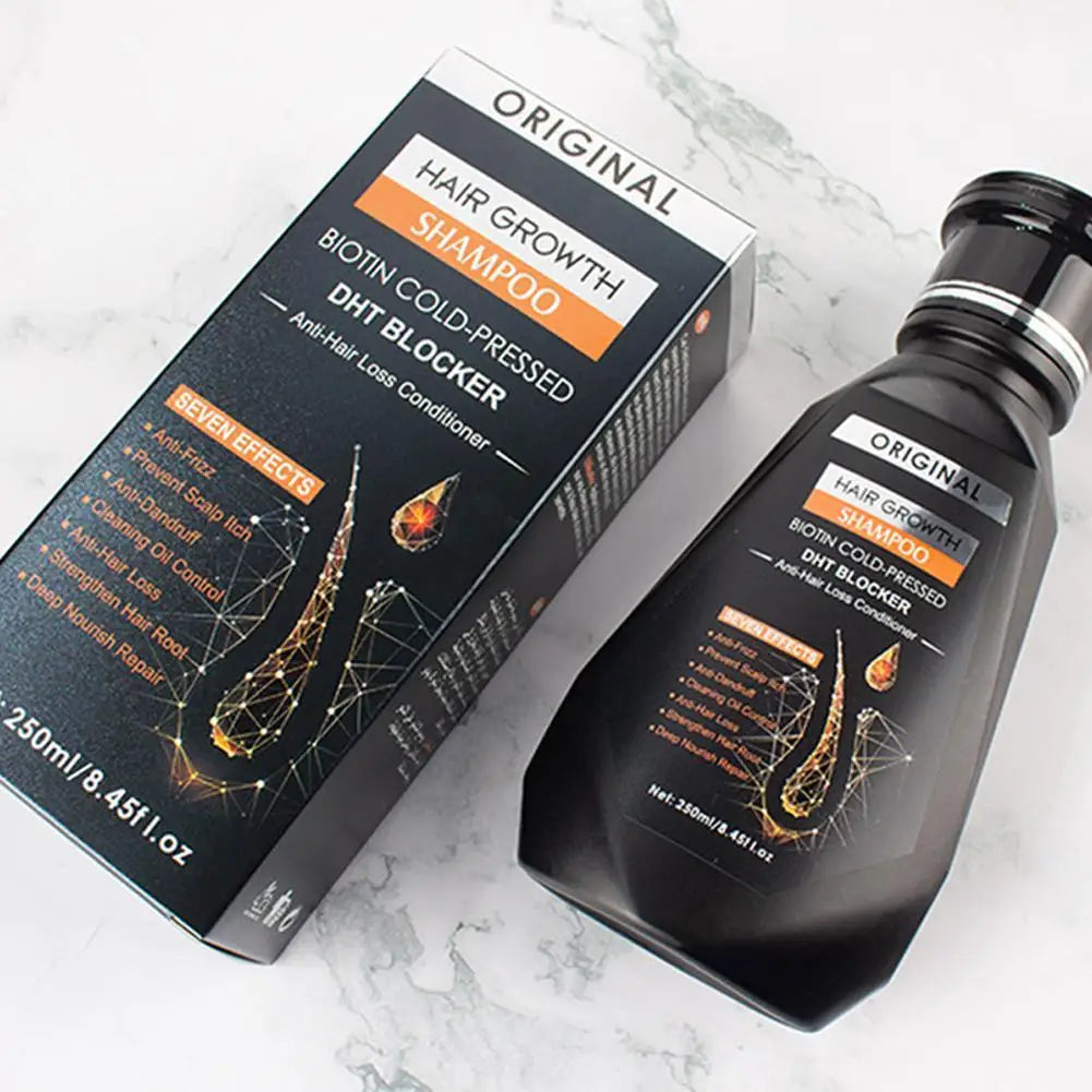 Shampoo Antiqueda 250ml – Biotina Prensada a Frio + Bloqueador de DHT | Crescimento Acelerado e Fortalecimento Capilar