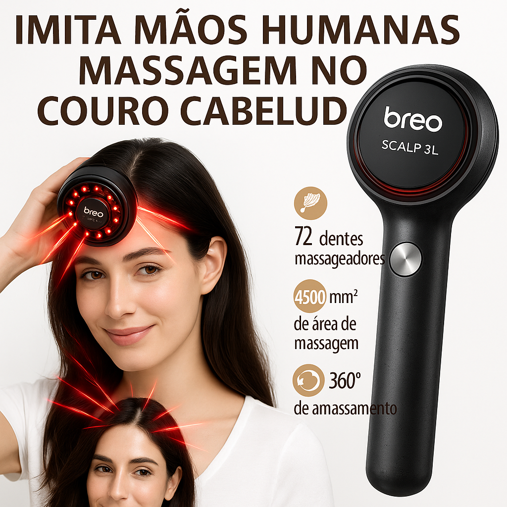 Breo Scalp 3L – Pente Laser à Prova d'Água para Estímulo Avançado do Crescimento Capilar • Carregamento Type-C