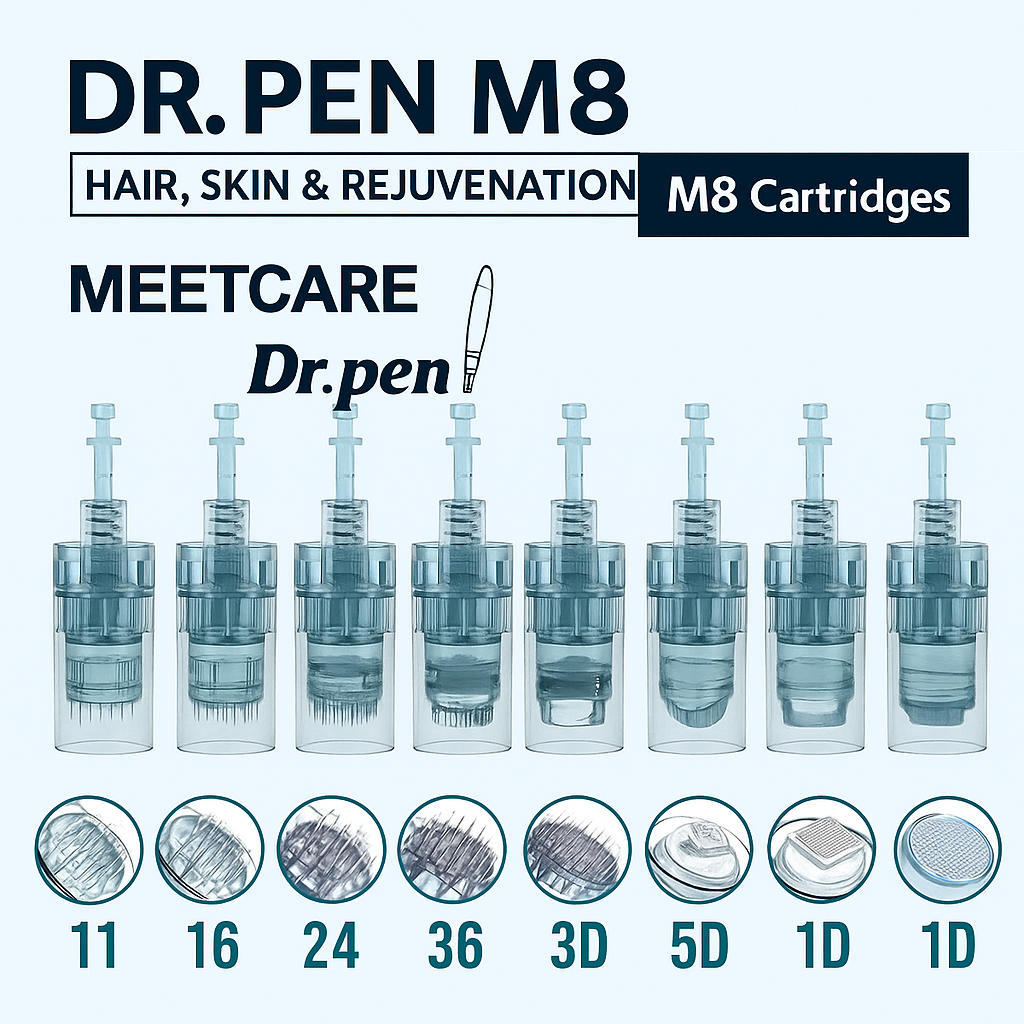 Cartuchos Dr. Pen Ultima M8 Precision Line — Microagulhas MEETCARE Cirúrgicas de Alto Desempenho e Encaixe Baioneta Premium