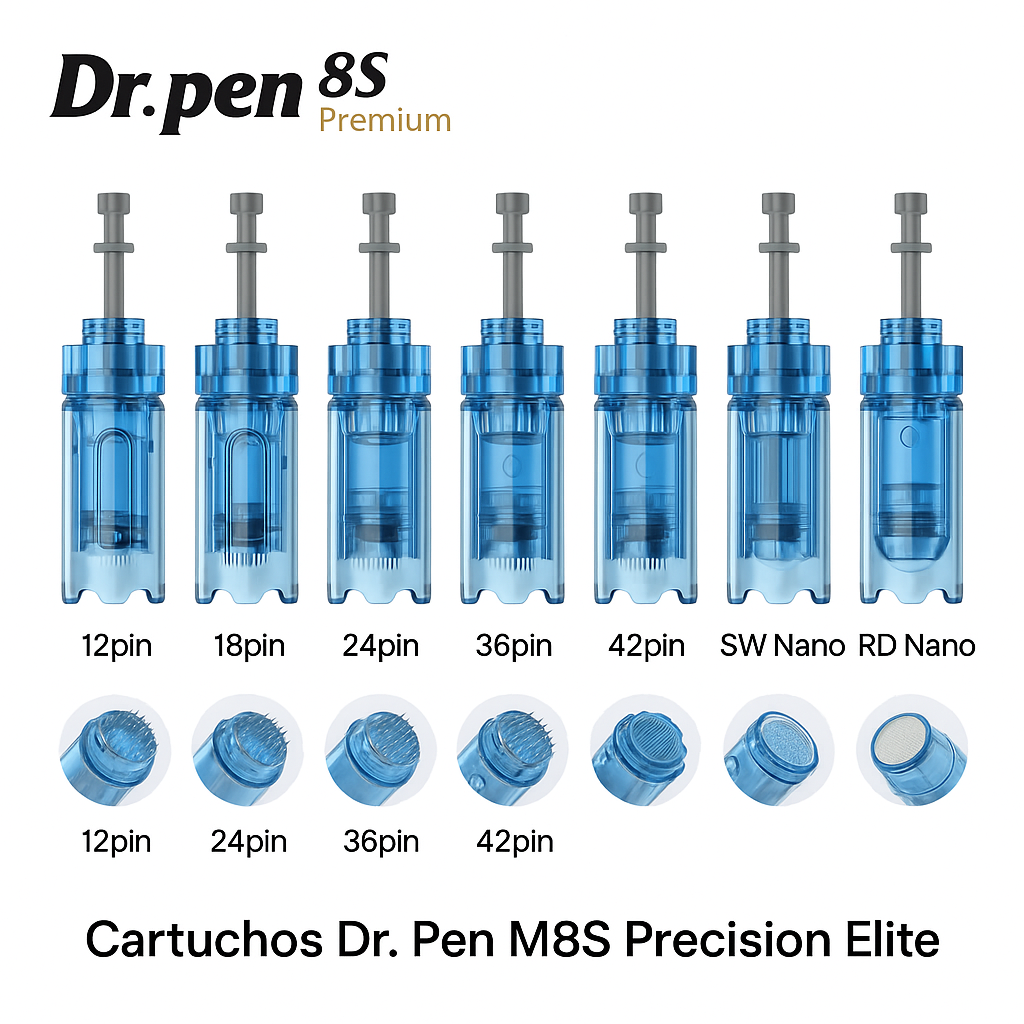 Cartuchos Dr. Pen M8S Precision Elite — Microagulhas de Engenharia Médica e Tecnologia Microneedling de Última Geração