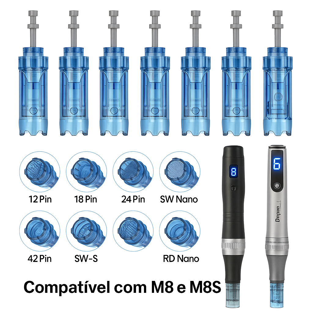 Cartuchos Dr. Pen M8S Precision Elite — Microagulhas de Engenharia Médica e Tecnologia Microneedling de Última Geração