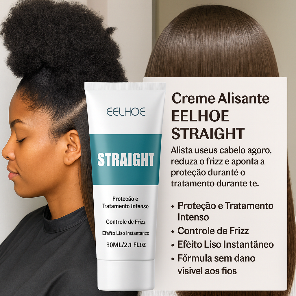 EELHOE STRAIGHT – Creme Alisante com Correção Proteica | Liso Perfeito, Controle de Frizz e Tratamento Intenso