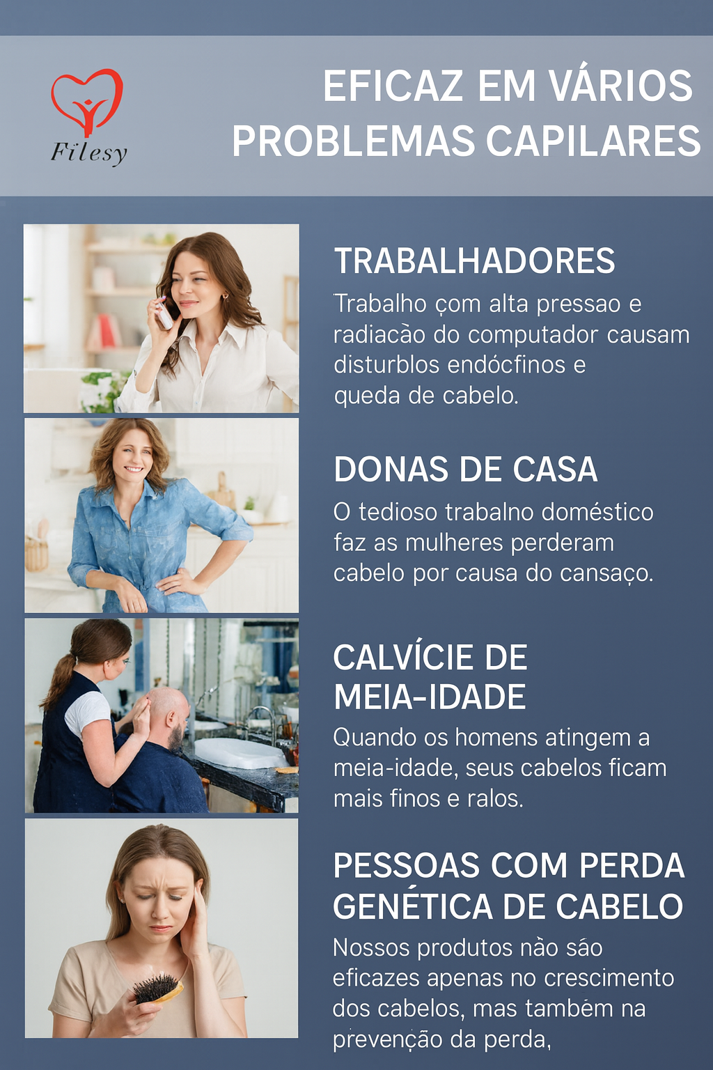 Fitesy 3-em-1 – Pente Capilar EMS com Luz Vermelha e Azul, Massagem Magnética e Estímulo de Crescimento Capilar