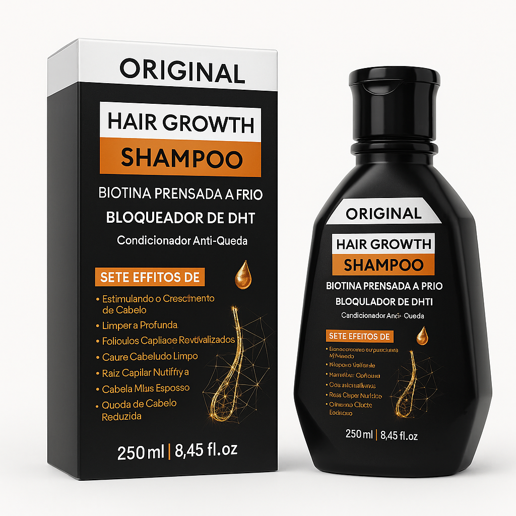 Shampoo Antiqueda 250ml – Biotina Prensada a Frio + Bloqueador de DHT | Crescimento Acelerado e Fortalecimento Capilar