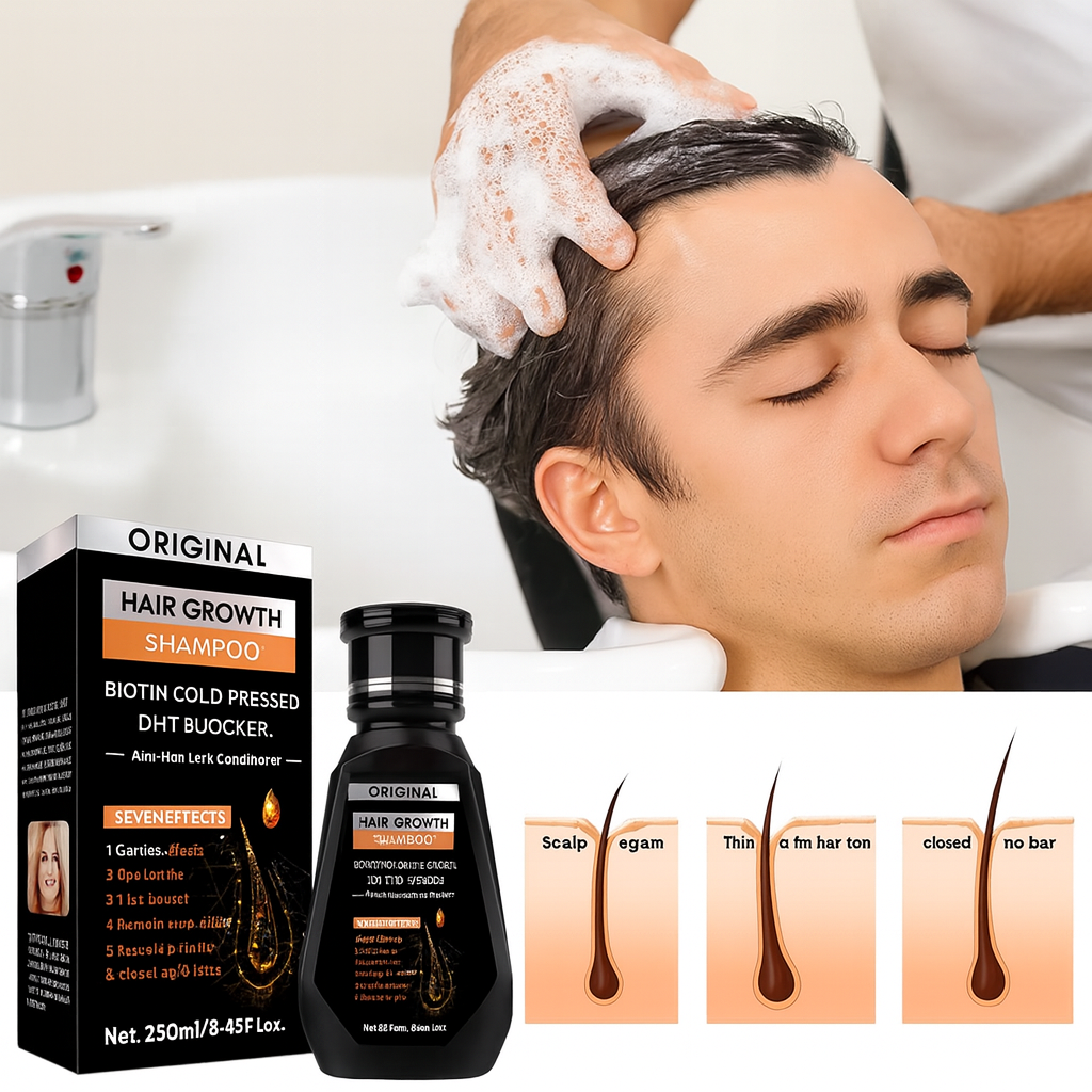 Shampoo Antiqueda 250ml – Biotina Prensada a Frio + Bloqueador de DHT | Crescimento Acelerado e Fortalecimento Capilar