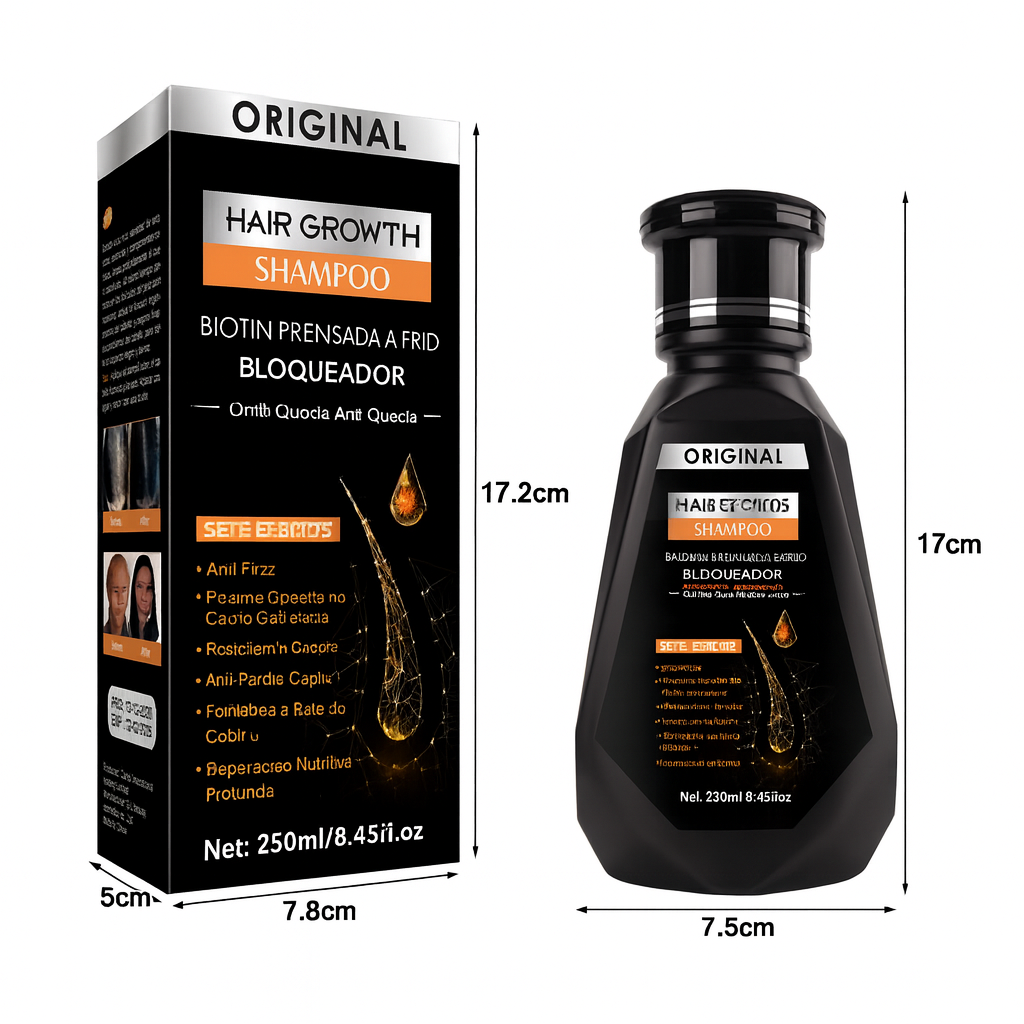 Shampoo Antiqueda 250ml – Biotina Prensada a Frio + Bloqueador de DHT | Crescimento Acelerado e Fortalecimento Capilar