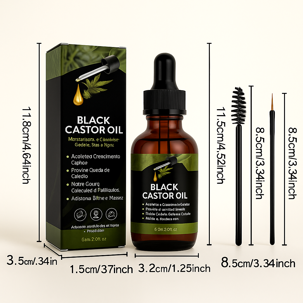 Black Castor Oil 60ml — Crescimento Acelerado e Fortalecimento Profundo dos Fios