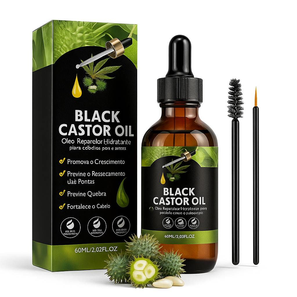 Black Castor Oil 60ml — Crescimento Acelerado e Fortalecimento Profundo dos Fios