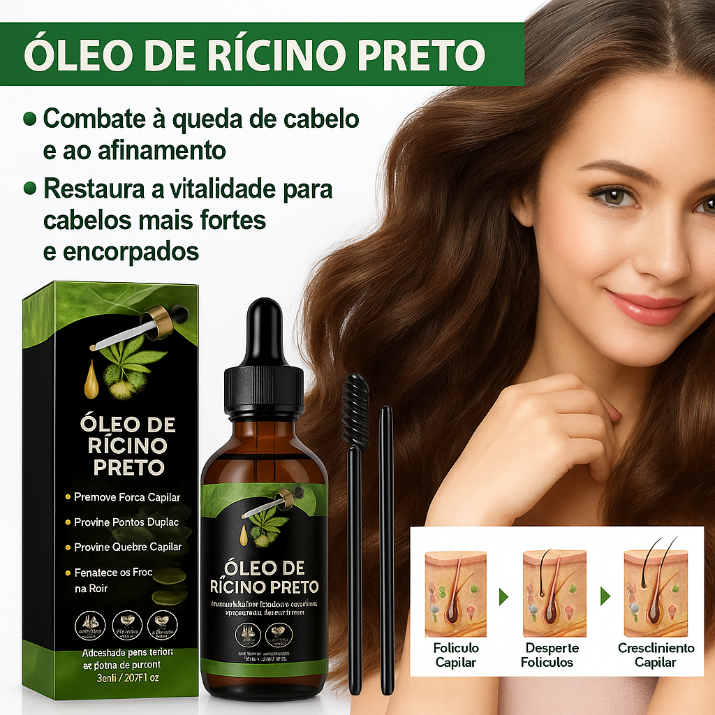 Black Castor Oil 60ml — Crescimento Acelerado e Fortalecimento Profundo dos Fios