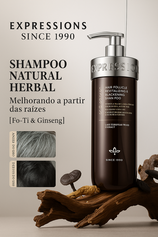 Shampoo Expressions — Fórmula avançada que escurece e fortalece os fios, sinta a diferença de um cuidado capilar com assinatura científica.