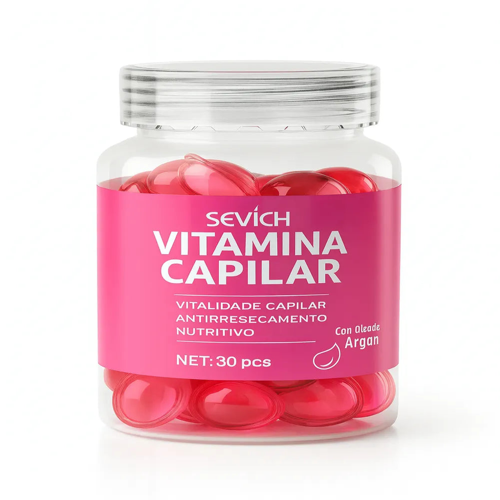 Magic Hair Vitamin – Cápsulas Reconstrutoras com Óleo de Argan & Queratina para Brilho, Maciez e Recuperação Profunda