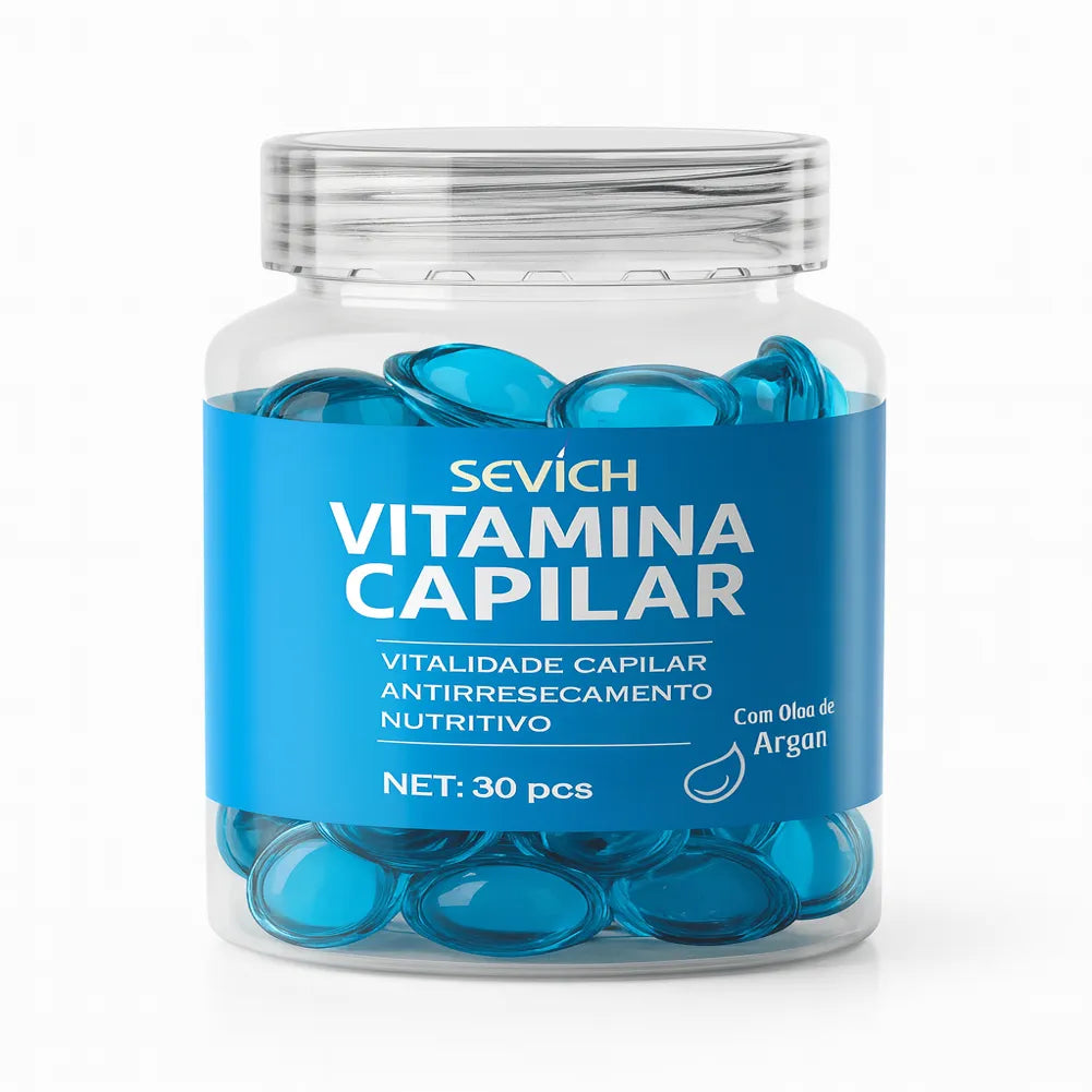 Magic Hair Vitamin – Cápsulas Reconstrutoras com Óleo de Argan & Queratina para Brilho, Maciez e Recuperação Profunda