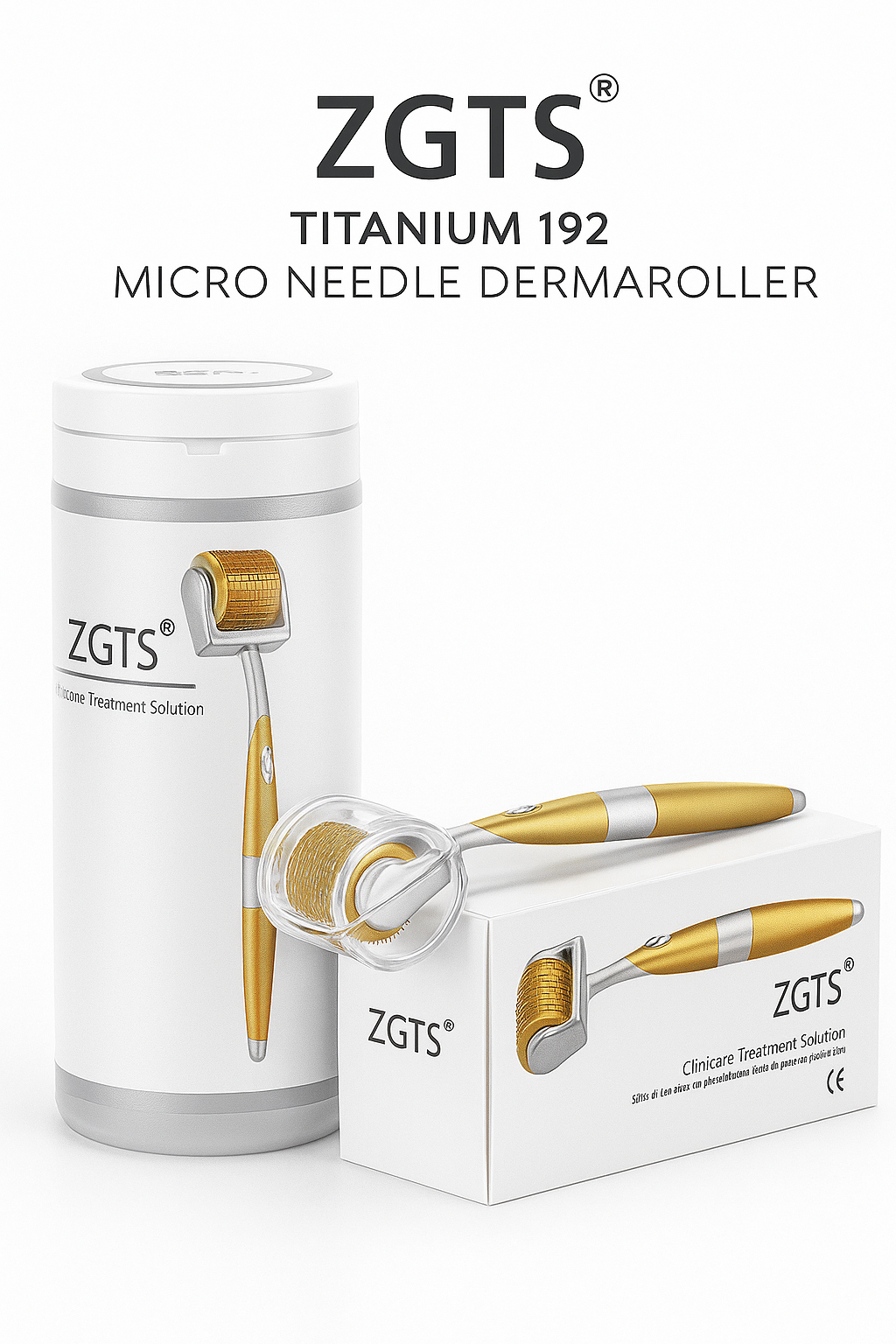 ZGTS Derma Roller 192 Agulhas de Titânio — Sistema Profissional de Microagulhamento para Estímulo Capilar e Rejuvenescimento Facial