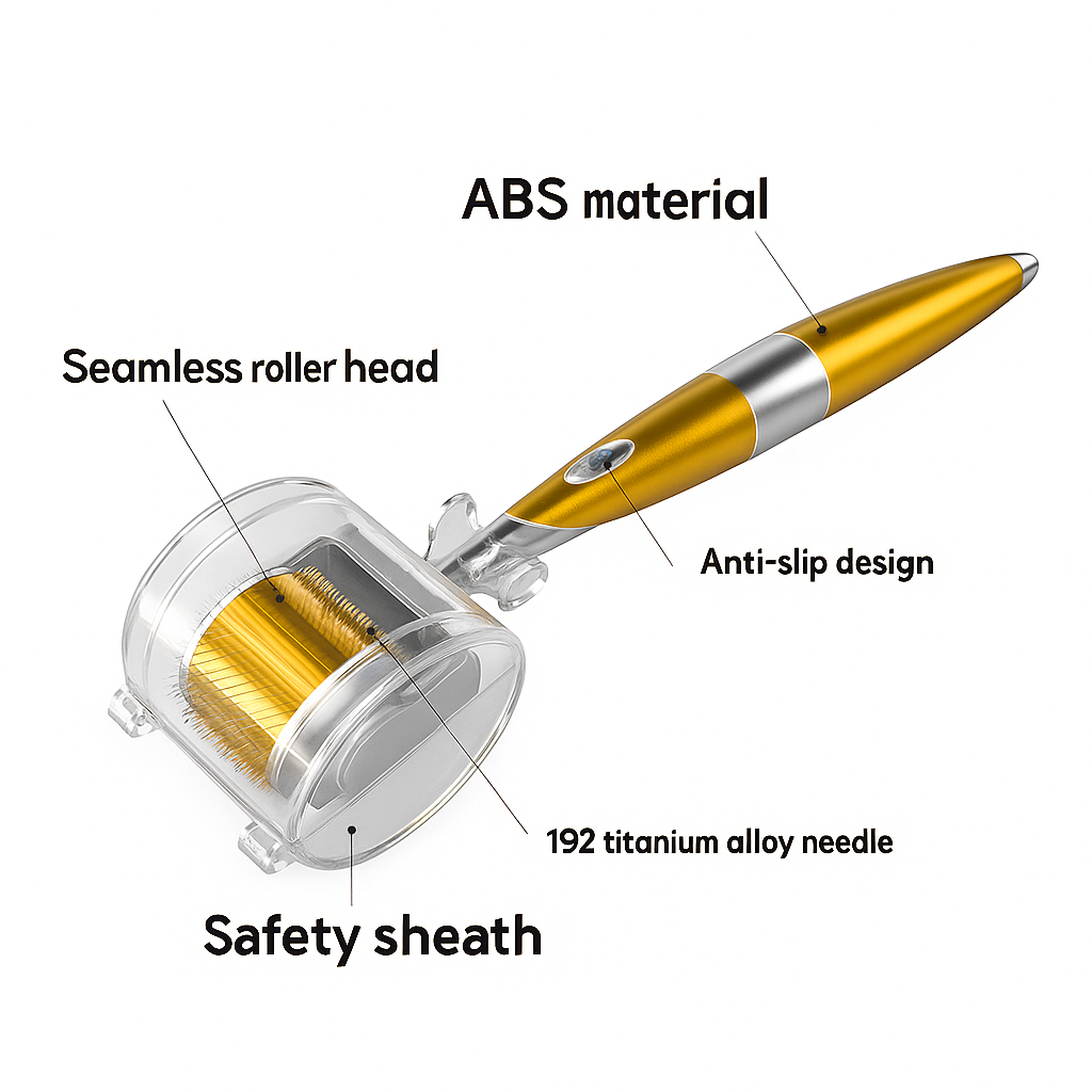 ZGTS Derma Roller 192 Agulhas de Titânio — Sistema Profissional de Microagulhamento para Estímulo Capilar e Rejuvenescimento Facial
